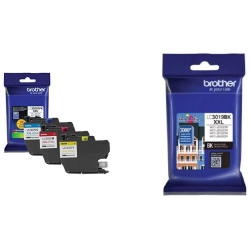 BROTHER Lc3029 Color C/m/y Ink Cartridges (Lc30293Pks), Super High Yield, 3/pack, Cyan/magenta/yellow & Lc3019Bk Super High Yield Ink Cartridge