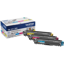 BROTHER Genuine Standard-Yield Toner Cartridge Three Pack Tn221 3Pk -Includes One Cartridge Each Of Cyan, Magenta & Toner, Standard Yield