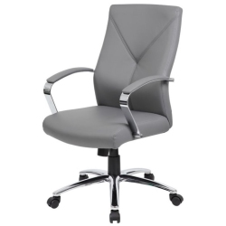 PEMBERLY ROW Modern Faux Leather Upholstered Swivel Executive Chair In In Gray
