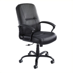 KINGFISHER LANE High Back Office Chair In Leather In Black
