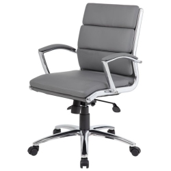 PEMBERLY ROW Modern Fabric Upholstered Mid Back Swivel Executive Chair In In Gray