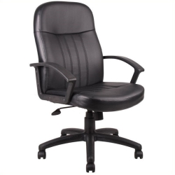 KINGFISHER LANE Modern Leather Executive Office Chair In In Black