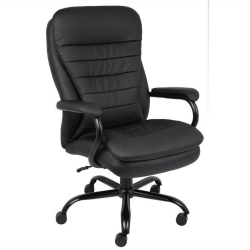 KINGFISHER LANE Leather Upholstered Swivel Office Chair In In Black