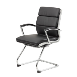KINGFISHER LANE Modern Fabric Executive Guest Chair In In Black