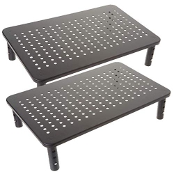 HUSKY MOUNTS 2 Pack Premium Laptop PC Monitor Stand With Sturdy, Stable Metal Construction. Fashionable Riser Height Adjustable Wi... In Black