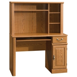 BOWERY HILL Small Computer Desk With Hutch In Carolina Oak
