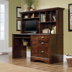 SAUDER Harbor View Traditional Wood Computer Desk With Hutch In Curado Cherry