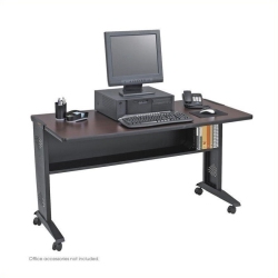 SCRANTON & CO 54" Reversible Top Mobile Metal Computer Desk In And Oak In Mahogany