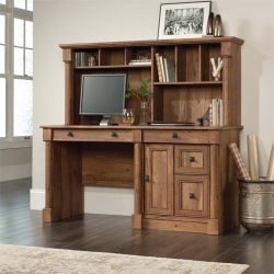 SAUDER Palladia Contemporary Wood Computer Desk With Hutch In Vintage Oak