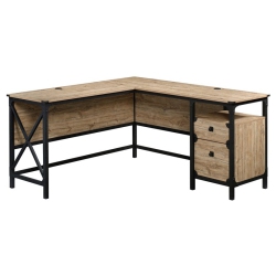 SAUDER Steel River Engineered Wood And Metal L-Shaped Desk In Milled Mesquite