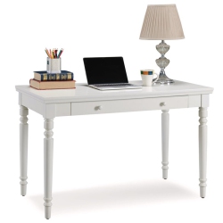 BOWERY HILL Home Office Writing Desk With Center Drawer In In White