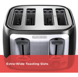 ACCEINFO Black+Decker Toaster, 4 Slice, Extra Wide Slots for Bagels And Artisan Breads, Black, Tr1478Bd