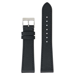 DASSARI Women's Saffiano Leather Watch Band Strap (Extra Short, Short, Standard) for Fitbit Charge 4 & Charge 3 - Standard - In Black