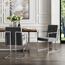 INSPIRED HOME Lauryn Velvet Dining Chair Set Of 2 In Grey