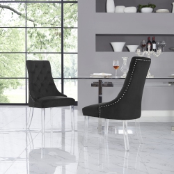 INSPIRED HOME Jimena Velvet Dining Chair Set Of 2 In Black