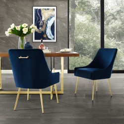 INSPIRED HOME Solomon Velvet Dining Chair Set Of 2 In Navy