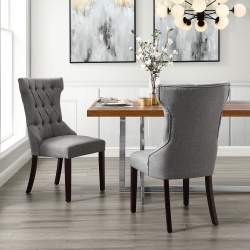 INSPIRED HOME Kayleigh Linen Dining Chair Set Of 2, Light In Grey