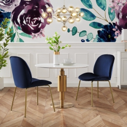 INSPIRED HOME Addisyn Velvet Dining Chair (Set Of 2) In Navy