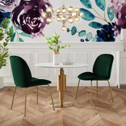 INSPIRED HOME Addisyn Velvet Dining Chair (Set Of 2), Hunter In Green