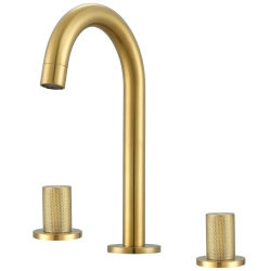 ANCONA Industria Series Widespread Bathroom Faucet In Brushed In Gold