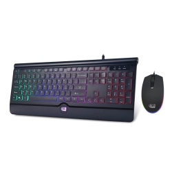 ADESSO Akb-137Cb Illuminated Gaming Keyboard & Mouse Combo, Multi-Colored RGB Backlit, 1000 Dpi Optical Mouse, Multimedia Hotkeys, Slim Design, USB