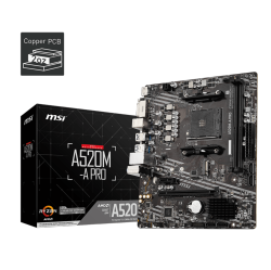 MSI A520M-A Pro Gaming Motherboard (Supports 3Rd Gen Amd Ryzen Cpu, Amd, Am4, Ddr4, M.2, USB 3.2 Gen 1, HDMI, Matx)