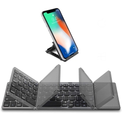 SAMSERS Foldable Bluetooth Keyboard \w Touchpad - Portable Wireless Keyboard \w Stand Holder, Rechargeable Full Size Ultra Slim Pocket Folding