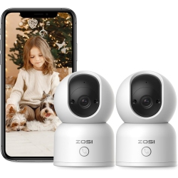 ZOSI C518 360° Pan/tilt 2K 3Mp Wifi Security Ip Camera, Indoor Smart Home Surveillance, Pets/baby Monitor, One-Click Call, Ai Human Tracking, 2-Way