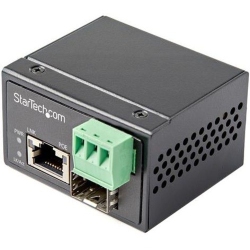 STARTECH Poe+ Industrial Fiber to Ethernet Media Converter 30W - Sfp to Rj45 - Sm/mm Fiber to Gigabit Copper Mini Size