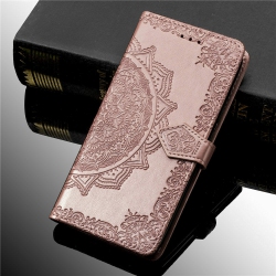 LEDEX Luxury Embossed Mandala Floral Pattern Premium Pu Leather Flip Wallet Case Skyxd Luxury 3D for Samsung Galaxy Note 20 Ultra (Rose Gold)