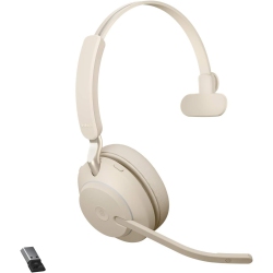 JABRA Gn Netcom/ Evolve2 65 On-Ear Sound Isolating Bluetooth 5.0 Mono Headphones With Mic (26599-899-998) - In Beige