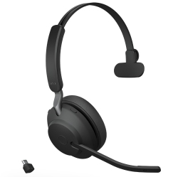 JABRA Evolve2 65 On-Ear Sound Isolating Bluetooth 5.0 Headphones Mono With Mic (26599-889-899) - In Black