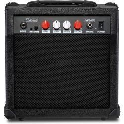 LYXPRO Electric Guitar Amp 20 Watt Amplifier Built In Speaker Headphone Jack And Aux Input Includes Gain Bass Treble Volume And Grind - In Black
