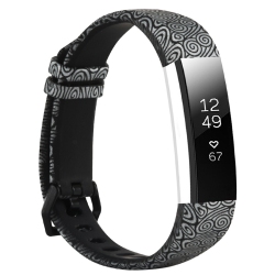 STRAPSCO Print Silicone Rubber Watch Band Strap for Fitbit Alta & Alta Hr - Swirls