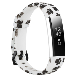 STRAPSCO Print Silicone Rubber Watch Band Strap for Fitbit Alta & Alta Hr - Paw Prints