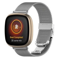 STRAPSCO Stainless Steel Milanese Mesh Watch Band Strap for Fitbit Sense - In Silver