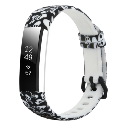 STRAPSCO Print Silicone Rubber Watch Band Strap for Fitbit Alta & Alta Hr - Skull And Bones