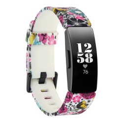 STRAPSCO Print Silicone Rubber Watch Band Strap for Fitbit Inspire & Inspire Hr - Medium-Long - Wild Flowers