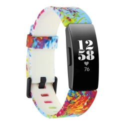 STRAPSCO Print Silicone Rubber Watch Band Strap for Fitbit Inspire & Inspire Hr - Short-Medium - Paint Splatter