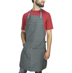 CHEF POMODORO Chef Apron - Top Recommended - Adjustable Pockets, Bibs - Designed for Home, Kitchen, Bbq, Grill Use (Stone Grey)