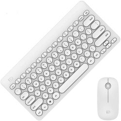 WINGOMART 20M/66Ft Ultra Slim Wireless Keyboard And Mouse Combo Kit, Bluetooth Ik6620 2.4Ghz Multimedia Keyboard And Mice Bundle Set Wireless Round