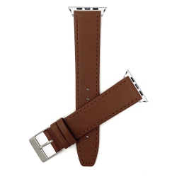 BANDINI Leather Replacement Watch Strap for Apple Watch Band 42MM (Series 11/10) /41MM / 40MM / 38Mm, Series 11 10 9 8 7 6 5 & Se - / Silver