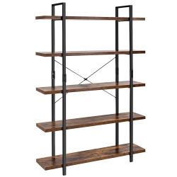 COSTWAY 5-Tier Bookshelf Industrial Bookcase Open Storage Shelf Display Rack