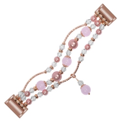 STRAPSCO Decorative Crystal Bead Bracelet Band Strap With Rhinestones for Fitbit Charge 4 & Charge 3 - Rose & Purple In Gold