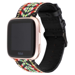 STRAPSCO Embroidered Leather Watch Band Strap for Fitbit Versa, Versa 2 & Versa Lite - Candy Bracelet In Multicolor