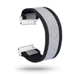 STRAPSCO Nylon Elastic Watch Band Strap for Fitbit Versa & Versa 2 & Versa Lite - Silver Sparkles / Stripe In Black