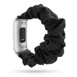 STRAPSCO Elastic Nylon Scrunchie Watch Band Strap for Fitbit Charge 4 & Charge 3 - In Black