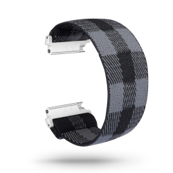 STRAPSCO Nylon Elastic Watch Band Strap for Fitbit Versa & Versa 2 & Versa Lite - & Grey Plaid In Black