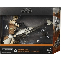 STAR WARS The Series 6 Inch Vehicle Figure Box Art Exclusive - Speeder Bike Scout Trooper & The Child In Black