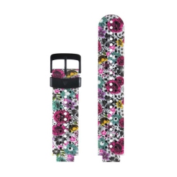 STRAPSCO Print Patterned Silicone Rubber Watch Band Strap for Garmin Forerunner 220 / 230 / 235 / 735Xt / Approach S6 / S20 - Floral In White